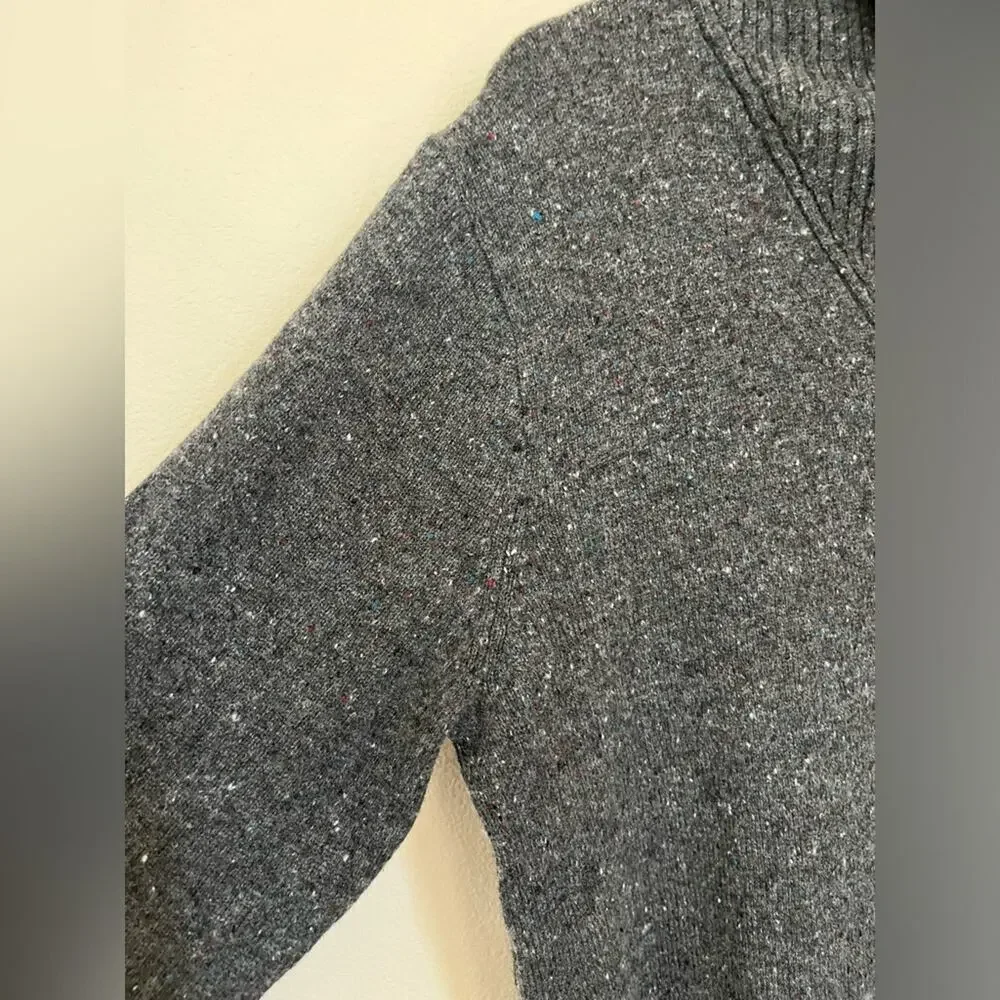 J. Crew Men’s merino wool blend Pullover Sweater L gray long sleeve Shawl Collar